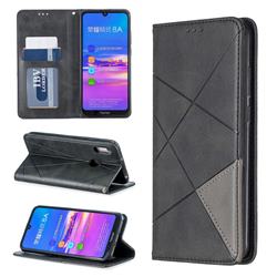 Prismatic Slim Magnetic Sucking Stitching Wallet Flip Cover for Huawei Honor 8A - Black