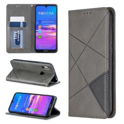 Prismatic Slim Magnetic Sucking Stitching Wallet Flip Cover for Huawei Honor 8A - Gray