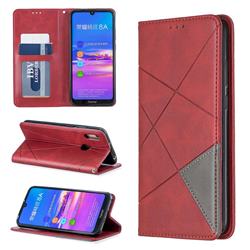Prismatic Slim Magnetic Sucking Stitching Wallet Flip Cover for Huawei Honor 8A - Red