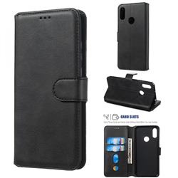 Retro Calf Matte Leather Wallet Phone Case for Huawei Honor 8A - Black