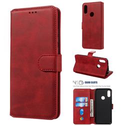 Retro Calf Matte Leather Wallet Phone Case for Huawei Honor 8A - Red