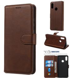 Retro Calf Matte Leather Wallet Phone Case for Huawei Honor 8A - Brown