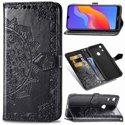 Embossing Imprint Mandala Flower Leather Wallet Case for Huawei Honor 8A - Black