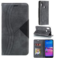 Retro S Streak Magnetic Leather Wallet Phone Case for Huawei Honor 8A - Gray