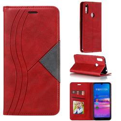 Retro S Streak Magnetic Leather Wallet Phone Case for Huawei Honor 8A - Red