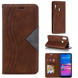 Retro S Streak Magnetic Leather Wallet Phone Case for Huawei Honor 8A - Brown