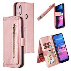 Multifunction 9 Cards Leather Zipper Wallet Phone Case for Huawei Honor 8A - Rose Gold