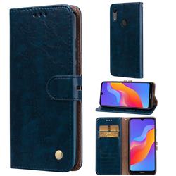 Luxury Retro Oil Wax PU Leather Wallet Phone Case for Huawei Honor 8A - Sapphire