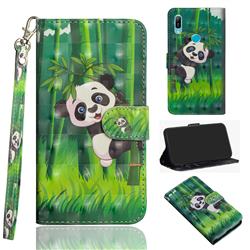 Climbing Bamboo Panda 3D Painted Leather Wallet Case for Huawei Honor 8A Pro
