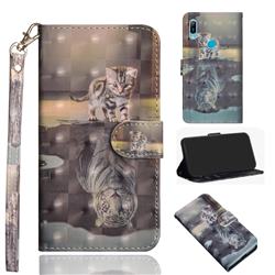 Tiger and Cat 3D Painted Leather Wallet Case for Huawei Honor 8A Pro