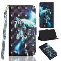 Snow Wolf 3D Painted Leather Wallet Case for Huawei Honor 8A Pro