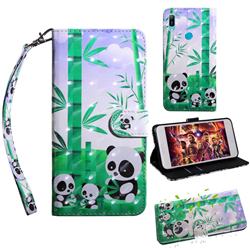 Eating Bamboo Pandas 3D Painted Leather Wallet Case for Huawei Honor 8A Pro