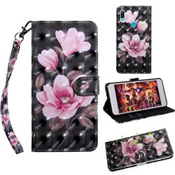 Black Powder Flower 3D Painted Leather Wallet Case for Huawei Honor 8A Pro