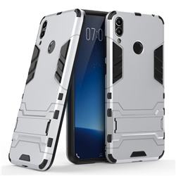 Armor Premium Tactical Grip Kickstand Shockproof Dual Layer Rugged Hard Cover for Huawei Honor 8C - Silver
