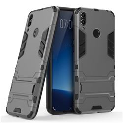 Armor Premium Tactical Grip Kickstand Shockproof Dual Layer Rugged Hard Cover for Huawei Honor 8C - Gray