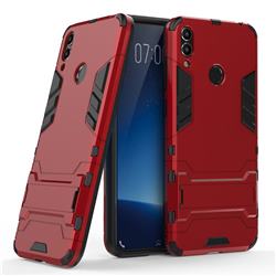 Armor Premium Tactical Grip Kickstand Shockproof Dual Layer Rugged Hard Cover for Huawei Honor 8C - Wine Red