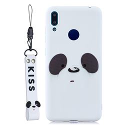White Feather Panda Soft Kiss Candy Hand Strap Silicone Case for Huawei Honor 8C