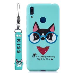 Green Glasses Dog Soft Kiss Candy Hand Strap Silicone Case for Huawei Honor 8C