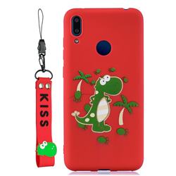 Red Dinosaur Soft Kiss Candy Hand Strap Silicone Case for Huawei Honor 8C