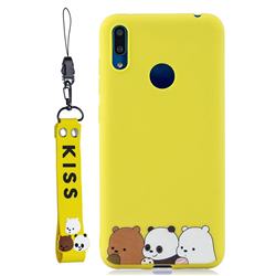 Yellow Bear Family Soft Kiss Candy Hand Strap Silicone Case for Huawei Honor 8C