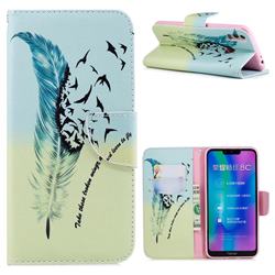 Feather Bird Leather Wallet Case for Huawei Honor 8C