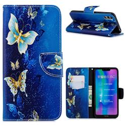 Golden Butterflies Leather Wallet Case for Huawei Honor 8C