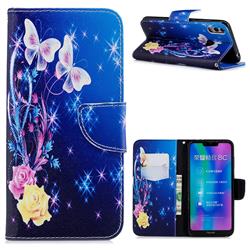 Yellow Flower Butterfly Leather Wallet Case for Huawei Honor 8C