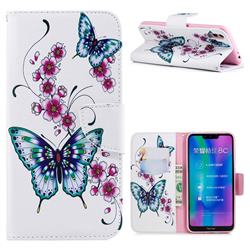 Peach Butterflies Leather Wallet Case for Huawei Honor 8C