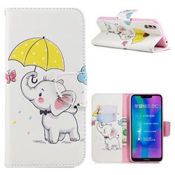 Umbrella Elephant Leather Wallet Case for Huawei Honor 8C