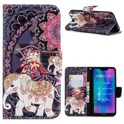 Totem Flower Elephant Leather Wallet Case for Huawei Honor 8C