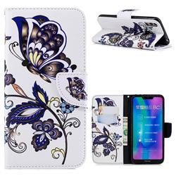 Butterflies and Flowers Leather Wallet Case for Huawei Honor 8C
