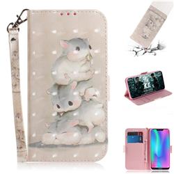Three Squirrels 3D Painted Leather Wallet Phone Case for Huawei Honor 8C