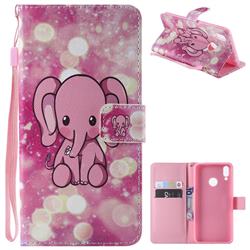 Pink Elephant PU Leather Wallet Case for Huawei Honor 8C