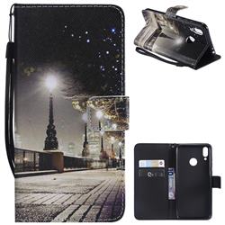 City Night View PU Leather Wallet Case for Huawei Honor 8C