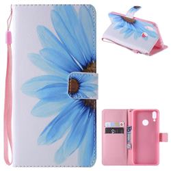Blue Sunflower PU Leather Wallet Case for Huawei Honor 8C