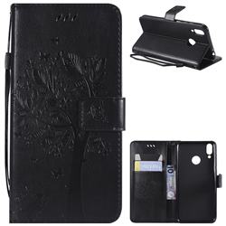 Embossing Butterfly Tree Leather Wallet Case for Huawei Honor 8C - Black