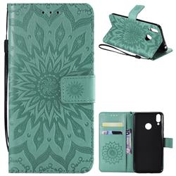 Embossing Sunflower Leather Wallet Case for Huawei Honor 8C - Green