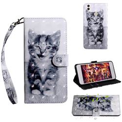 Smiley Cat 3D Painted Leather Wallet Case for Huawei Honor 8C