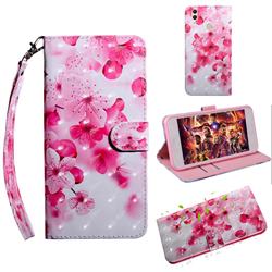 Peach Blossom 3D Painted Leather Wallet Case for Huawei Honor 8C