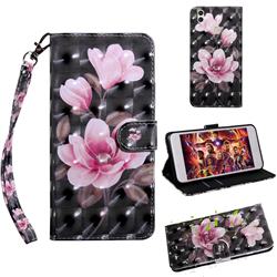 Black Powder Flower 3D Painted Leather Wallet Case for Huawei Honor 8C