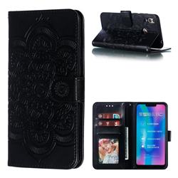 Intricate Embossing Datura Solar Leather Wallet Case for Huawei Honor 8C - Black