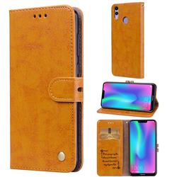 Luxury Retro Oil Wax PU Leather Wallet Phone Case for Huawei Honor 8C - Orange Yellow