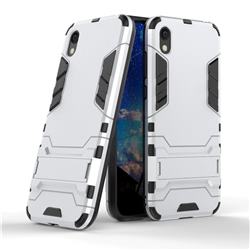 Armor Premium Tactical Grip Kickstand Shockproof Dual Layer Rugged Hard Cover for Huawei Honor 8S(2019) - Silver