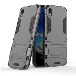 Armor Premium Tactical Grip Kickstand Shockproof Dual Layer Rugged Hard Cover for Huawei Honor 8S(2019) - Gray