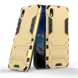 Armor Premium Tactical Grip Kickstand Shockproof Dual Layer Rugged Hard Cover for Huawei Honor 8S(2019) - Golden