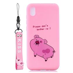 Pink Cute Pig Soft Kiss Candy Hand Strap Silicone Case for Huawei Honor 8S(2019)