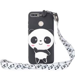 White Panda Neck Lanyard Zipper Wallet Silicone Case for Huawei Honor 8S(2019)