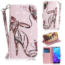 Butterfly High Heels 3D Painted Leather Wallet Phone Case for Huawei Honor 8S(2019)