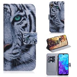 White Tiger PU Leather Wallet Case for Huawei Honor 8S(2019)