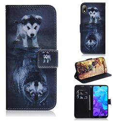 Wolf and Dog PU Leather Wallet Case for Huawei Honor 8S(2019)